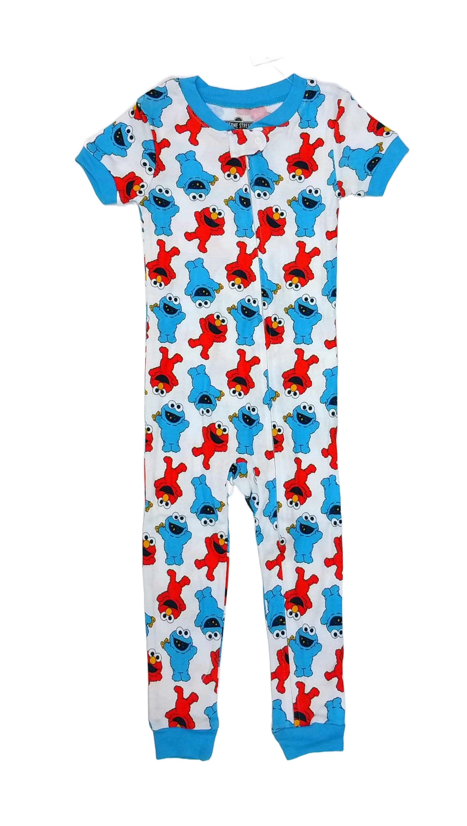 Elmo and Cookie MonsterToddler Short-Sleeved Footless Cotton Pajama Sleeper