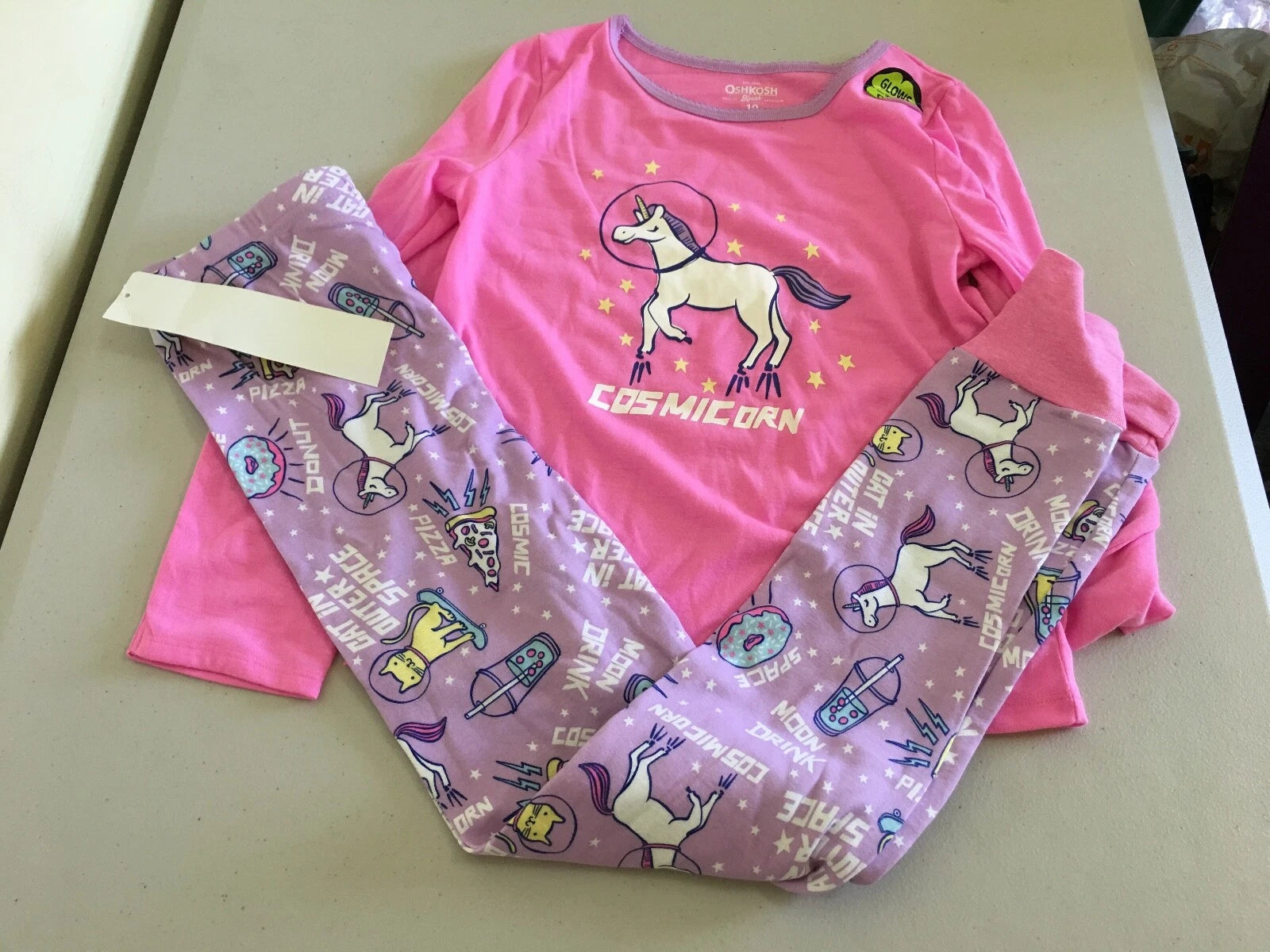 New Oshkosh Girls Unicorn Pajama 2pc Set  Pink