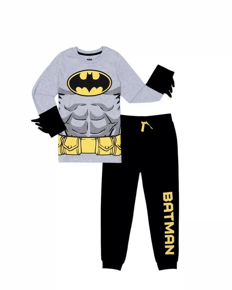 DC Comics Batman Long Sleeve Role Play Attachable Cape Joggers Pajama Set