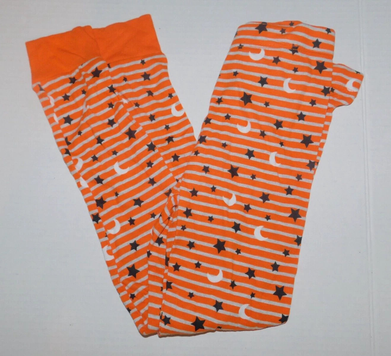 Boys Girls Pajama Set Size 4 5 Orange Stars & Moon Halloween