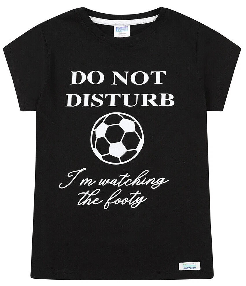 Boys Do Not Disturb I'm Watching The Football White Short Pyjamas 7 to 14 Years