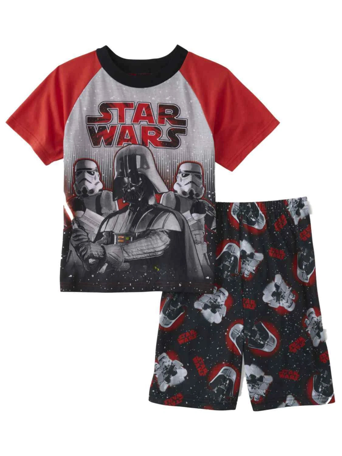 Boys Gray & Red Star Wars Pajamas Darth Vader Shirt & Shorts Sleep Set 4