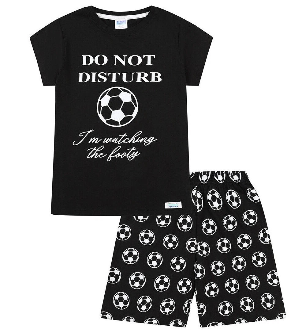 Boys Do Not Disturb I'm Watching The Football White Short Pyjamas 7 to 14 Years
