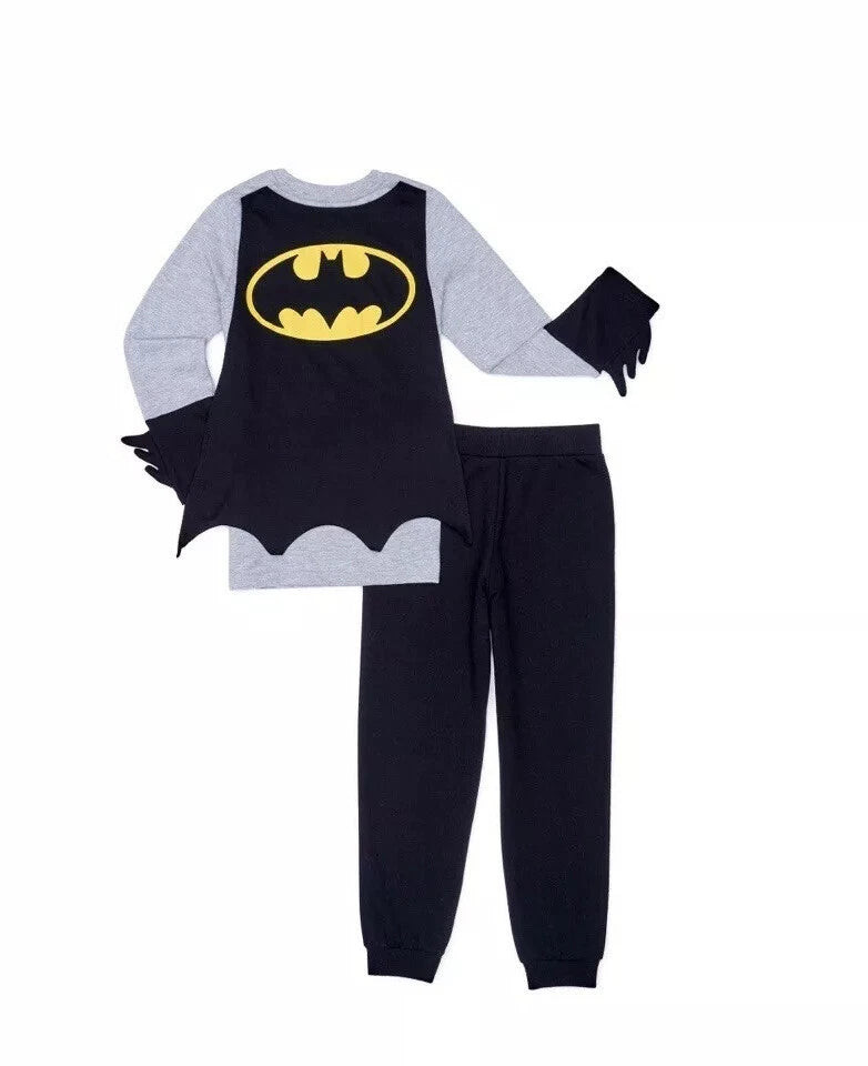 DC Comics Batman Long Sleeve Role Play Attachable Cape Joggers Pajama Set