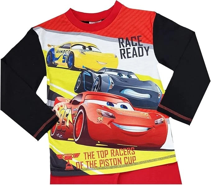 Disney Cars Lightning McQueen Boys Long Sleeves Pyjama Set Round Neck Loungewear