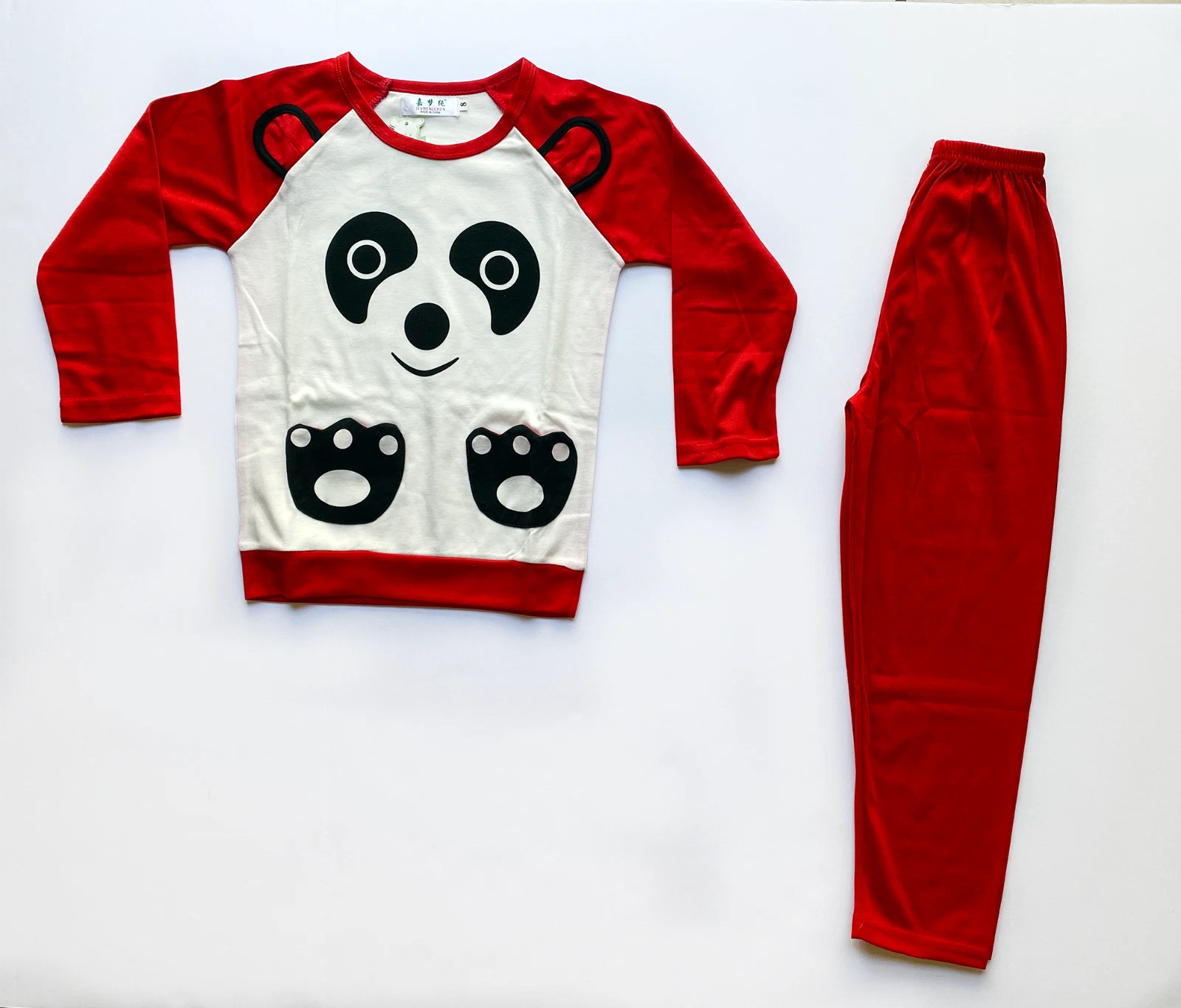 Kids Girls 2Pcs Pajama Set long Sleeves Sleepwear Red White Panda Pajama 8T -12T