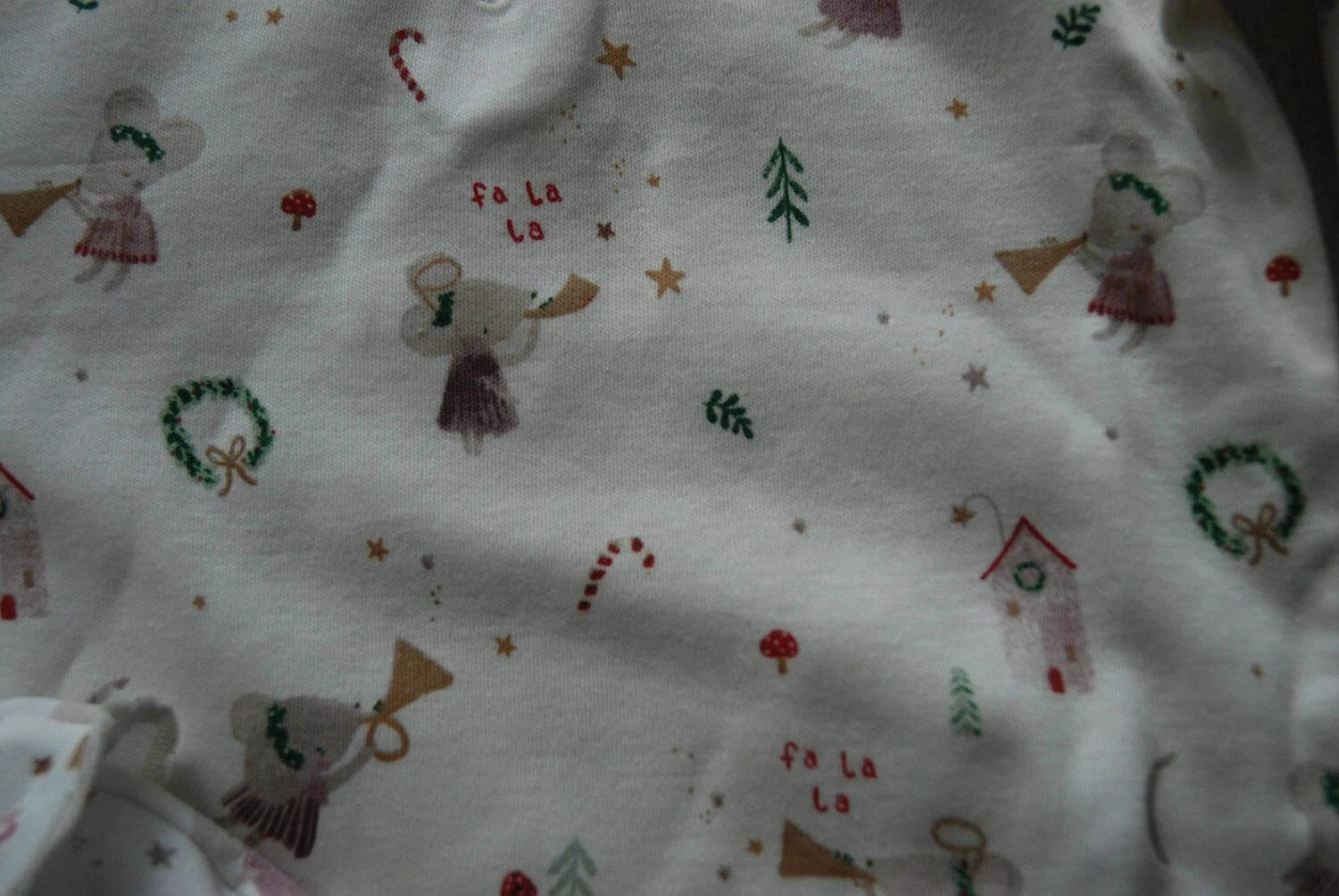 Kids 2PCS Pyjamas Set Cute Christmas Fairy Mouse Playing Trumpet 100% Cotton