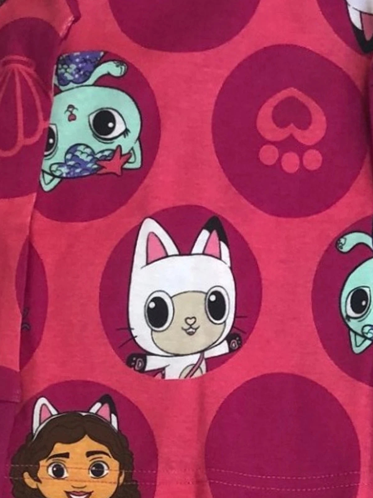 Gabby's Dollhouse Toddler Girls Long Sleeve Pink Cotton Pajamas Sleep Set 4T