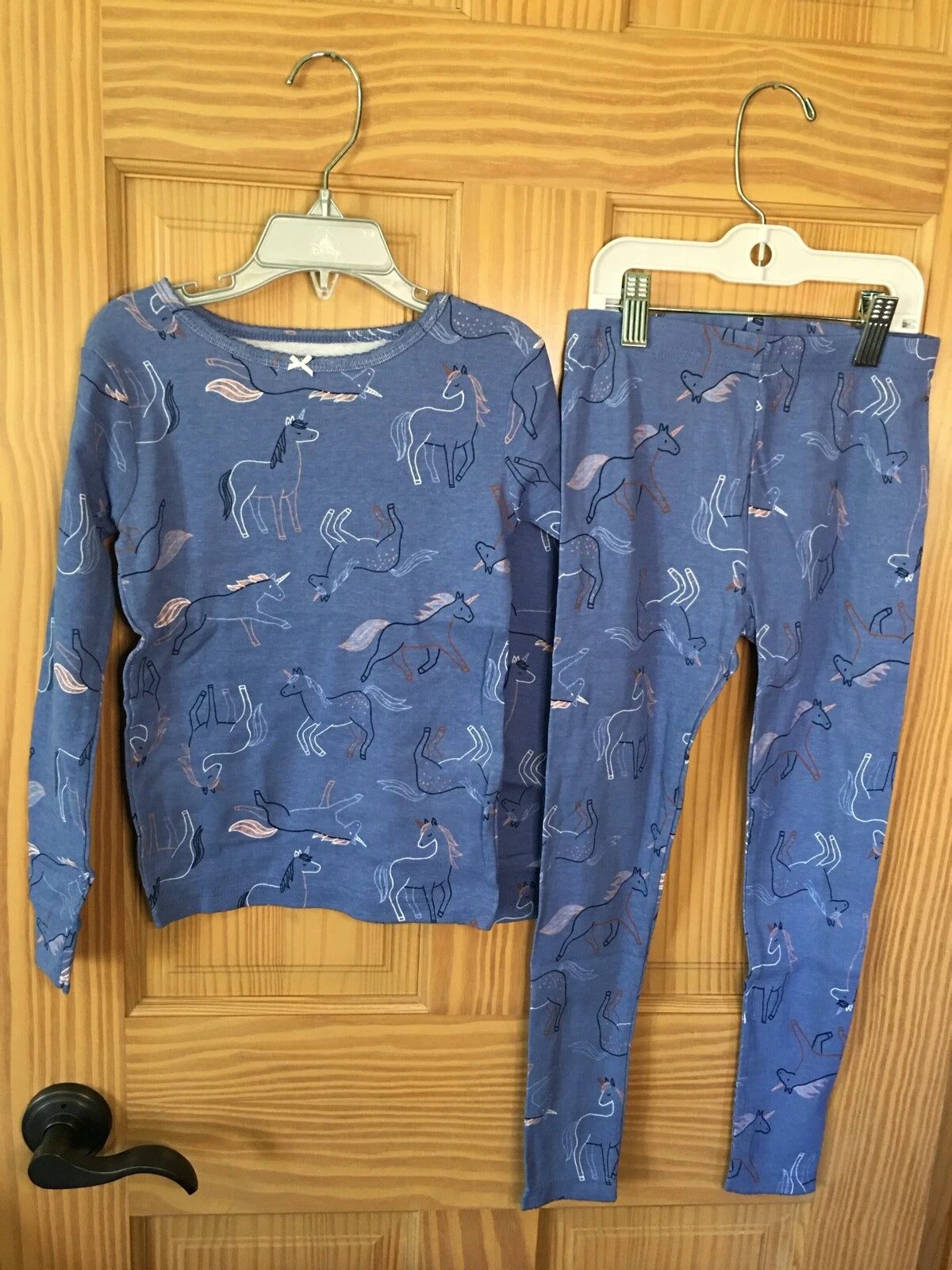 New Carter's Girls Unicorn Pajama Snug fit Shorts Blue Long Sleeve 4