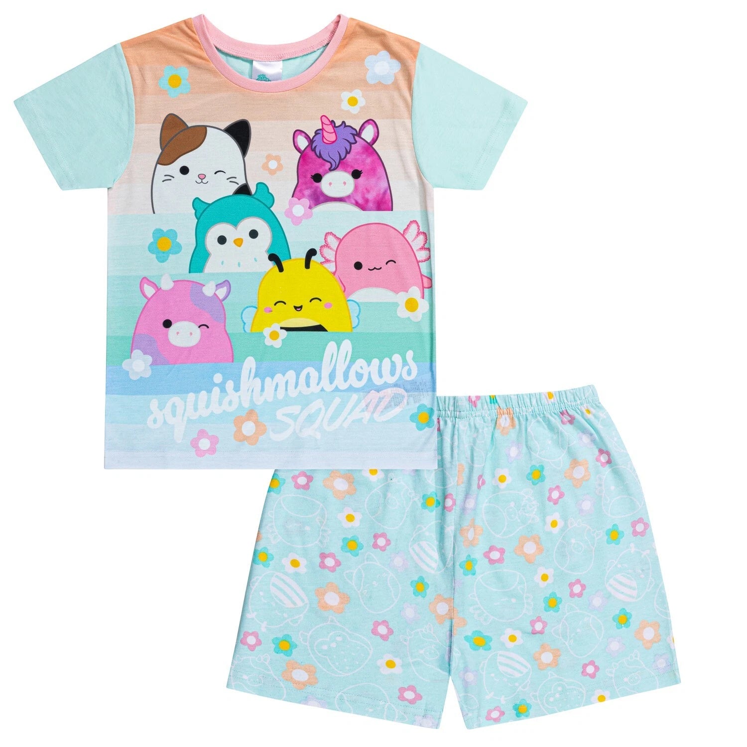 Squishmallows Girls Pyjamas Short Pjs For Girls, Squish Squad Nightwear for Girl