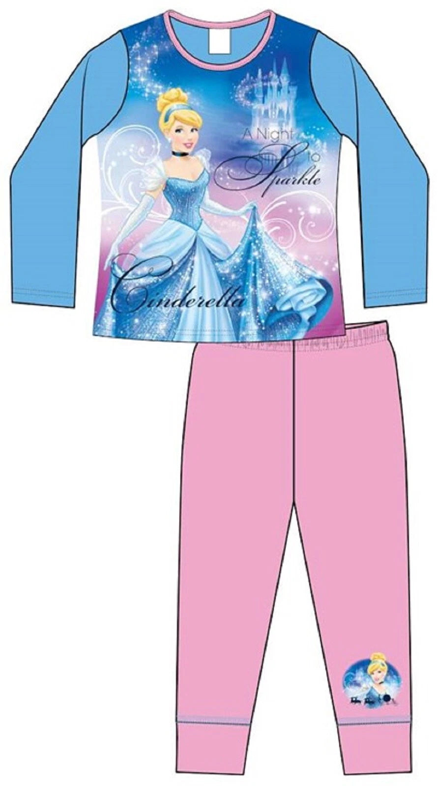 CINDERELLA Pyjamas/ Girl's Blue & Pink DISNEY PRINCESS PJs Sizes 4-10 years