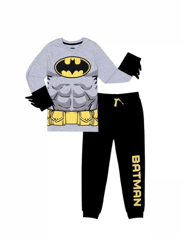 DC Comics Batman Long Sleeve Role Play Attachable Cape Joggers Pajama Set