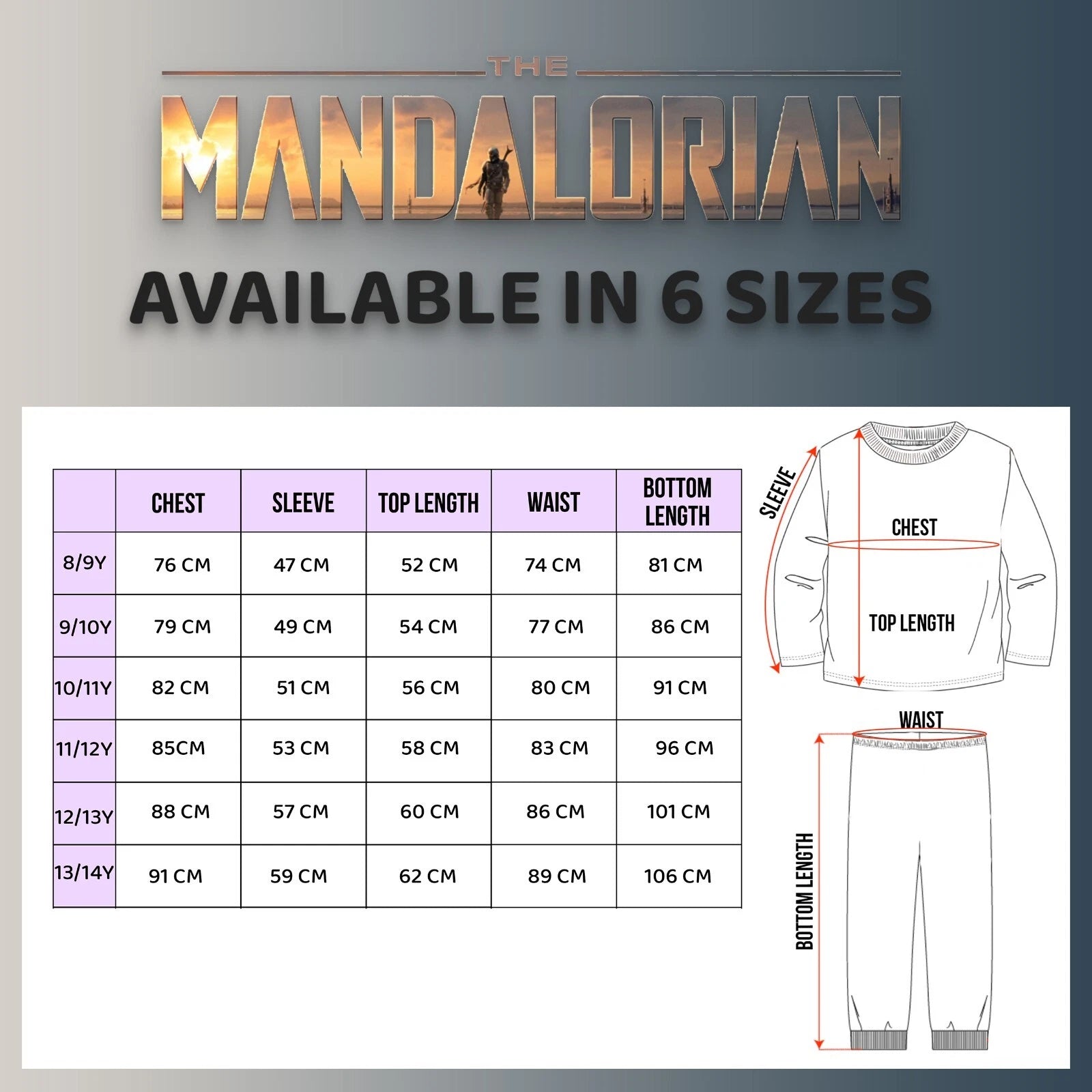 Star Wars Kids Pyjamas Mandalorian Long Sleeve PJ set Winter Cotton Christmas