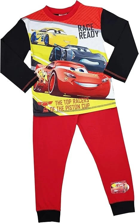 Disney Cars Lightning McQueen Boys Long Sleeves Pyjama Set Round Neck Loungewear