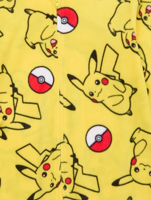 Pokemon Pikachu Hoodie Union Suit One Piece Pajamas 4-5, 8, 10-12, 14-16 Boys