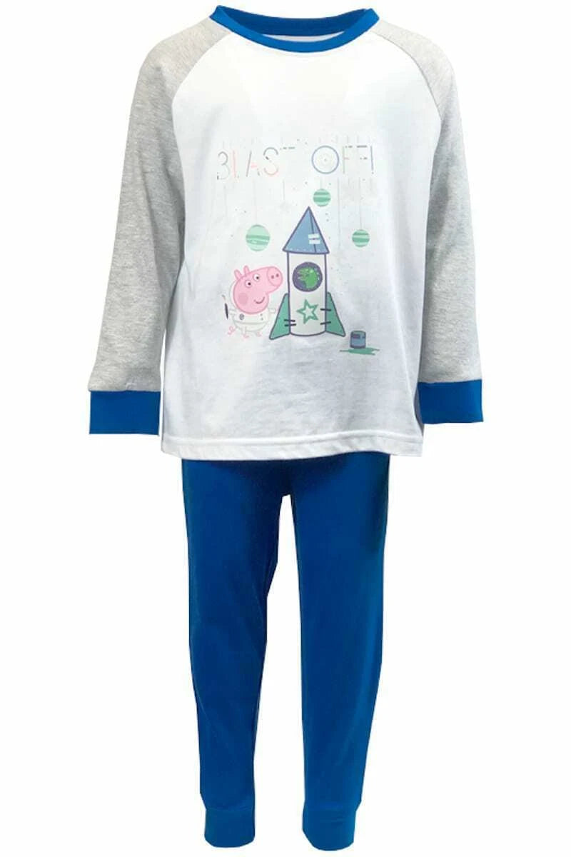 George Pig Boys Pyjamas Space Pjs Set Nightwear Long Sleeve Top Trousers Peppa