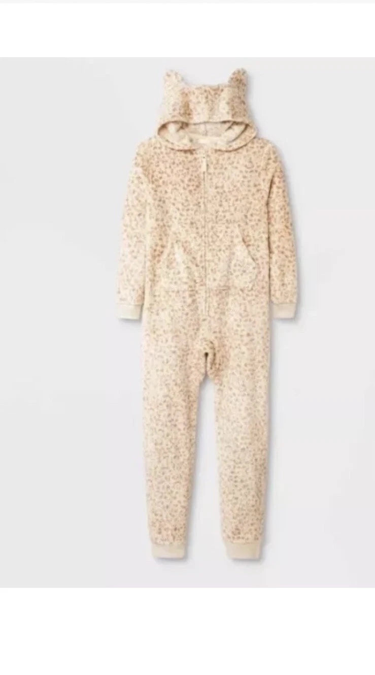 Girls' Animal Cheetah Print Pajama  One-Piece Ears Cat & Jack NWT Multiple Sizes