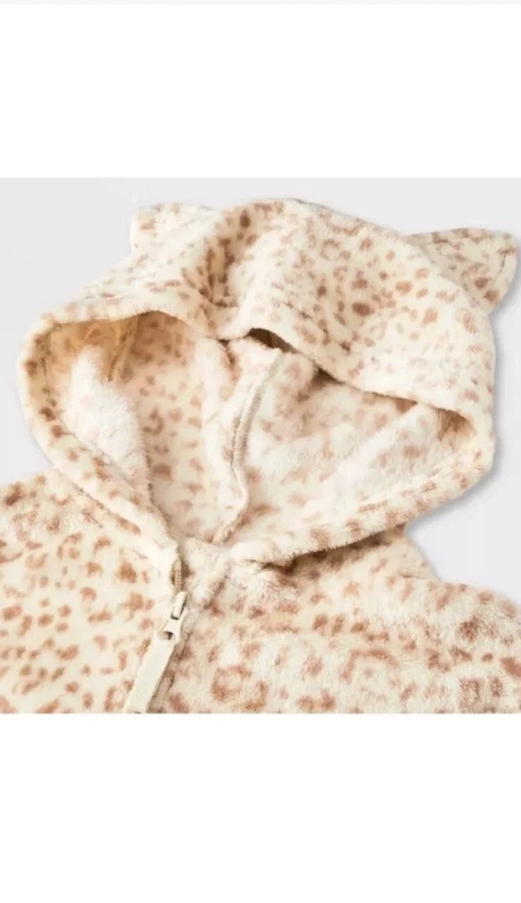 Girls' Animal Cheetah Print Pajama  One-Piece Ears Cat & Jack NWT Multiple Sizes