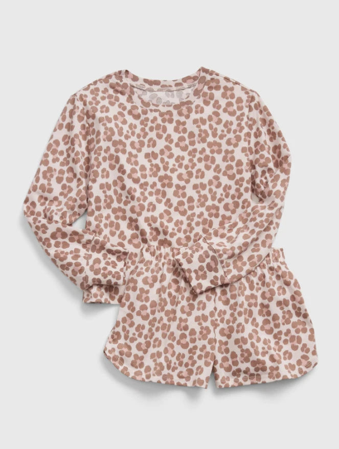 GAP Kids Girls Long Sleeve / Shorts 2 Pc Pajama Set Leopard Sizes 4, 6 NEW