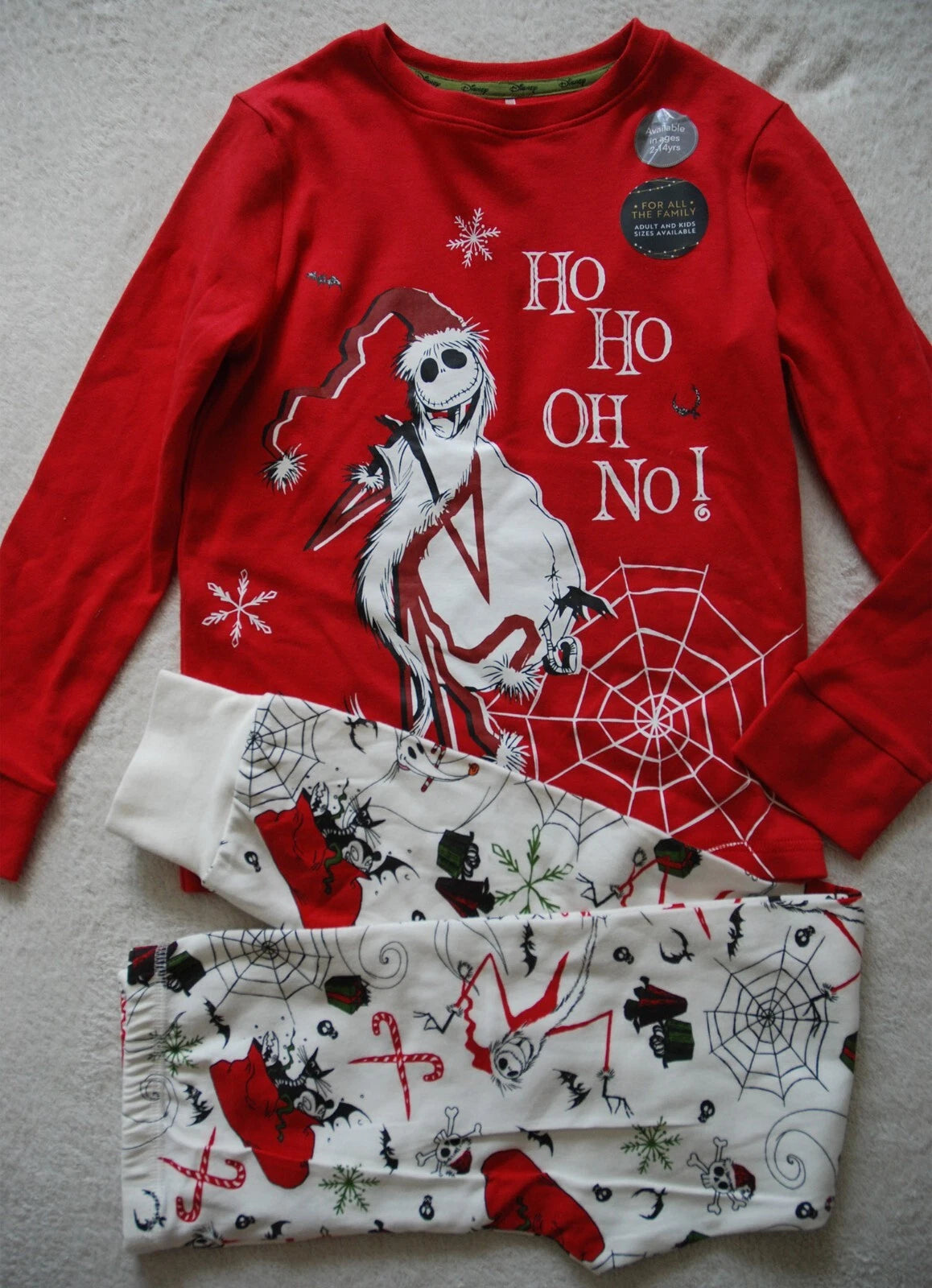 Kids 2PCS Pyjamas Set Red Nightmare Before Christmas 100% Cotton Original