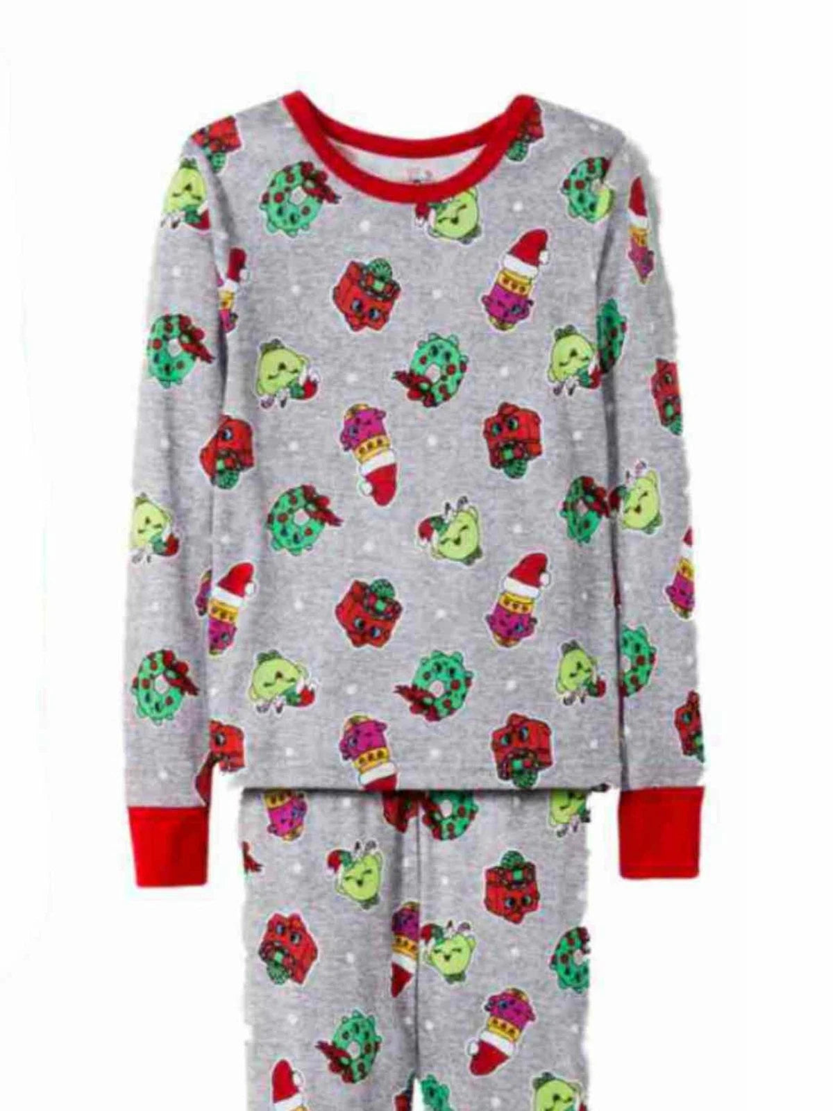 Girls 4pc Shopkins Santas Faves Christmas Holiday Pajamas Cotton Sleep Set