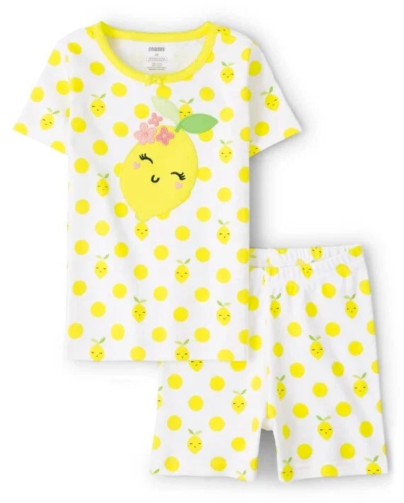 Gymboree Girls Lemon Cotton 2-Piece Pajamas - Gymmies -