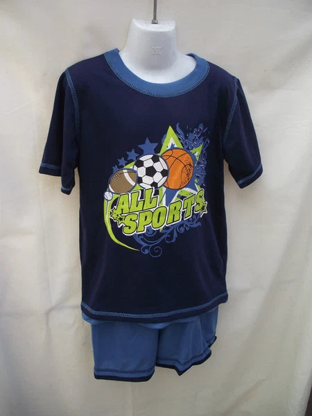 BNWT Boys Short Sleeve Navy Blue Summer All Sports Stretch Pyjamas Sizes 4