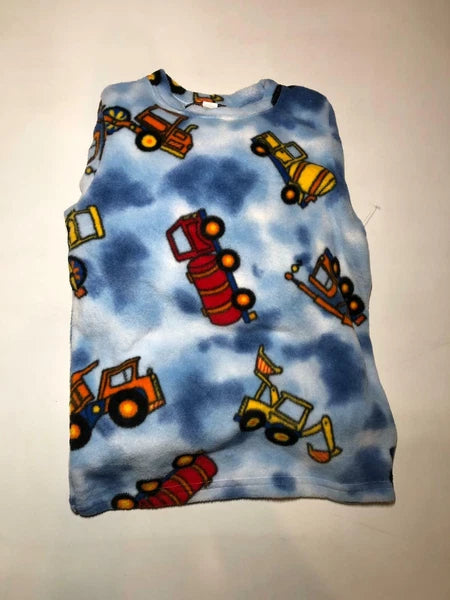 Zoofleece Blue Construction Trucks Cars Boys Kids Pajama PJ Fleece Nightgown PJs