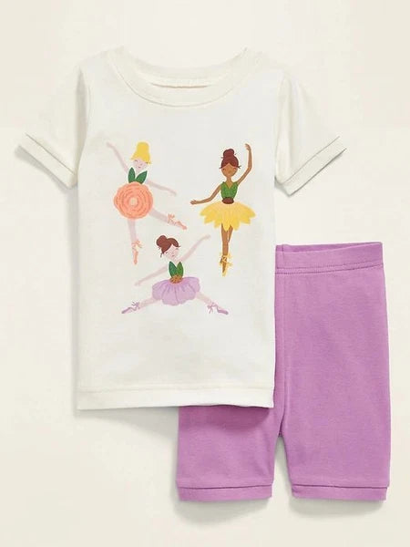 NWT GIRLS OLD NAVY PAJAMAS PJS SIZE 4T BALLERINAS DANCE SUMMER 2 PC SET SUMMER