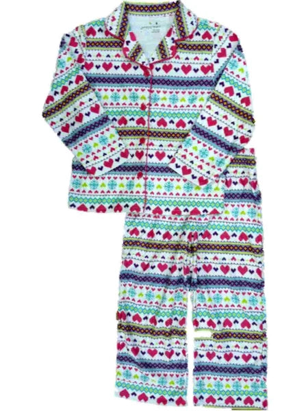 Jumping Beans Girls White Nordic Heart Print Pajamas Holiday Pjs 4
