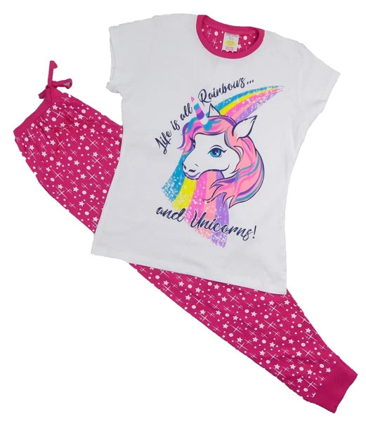 Girls Unicorn Pyjamas Nightwear Long Sleeve 100% Cotton 7-13 Years Reduced