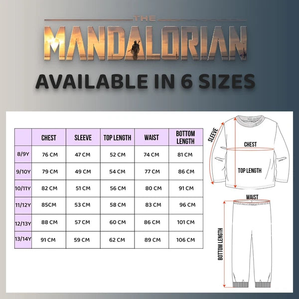 Star Wars Kids Pyjamas Mandalorian Long Sleeve PJ set Winter Cotton Christmas