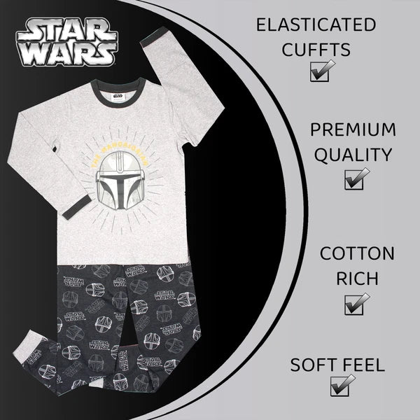Star Wars Kids Pyjamas Mandalorian Long Sleeve PJ set Winter Cotton Christmas