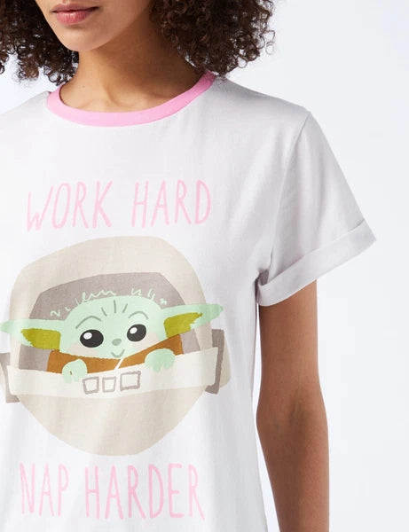 Star Wars Mandalorian Womens Pyjamas, Baby Yoda Short Pjs, Sizes UK 8 to 22