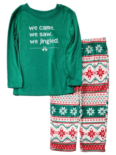 Boys Green We Came, We Saw, We Jingled Christmas Pajama Set Size 4
