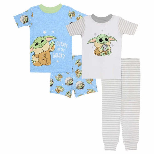 Star Wars Mandalorian Baby Yoda 4 Piece Cotton Pajama Set Size 4T