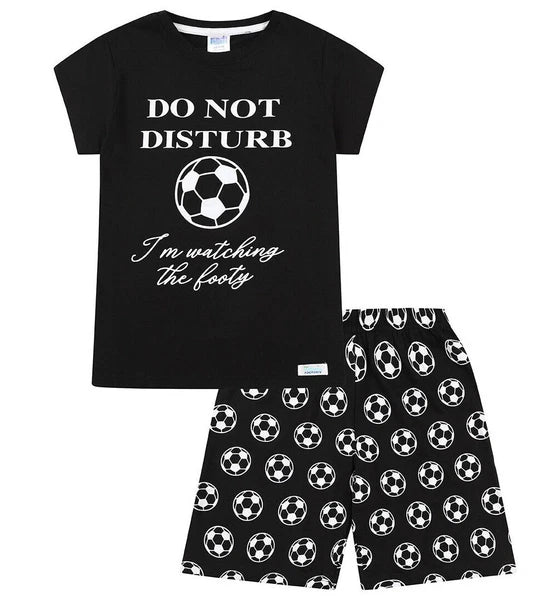Boys Do Not Disturb I'm Watching The Football White Short Pyjamas 7 to 14 Years