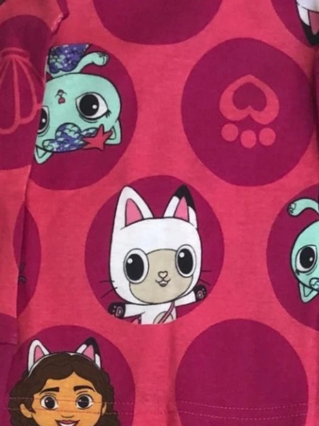 Gabby's Dollhouse Toddler Girls Long Sleeve Pink Cotton Pajamas Sleep Set 4T