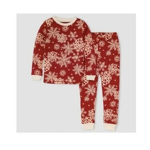 Burt's Bees Matching Family Holiday Christmas Pajamas Red Snowflake NEW