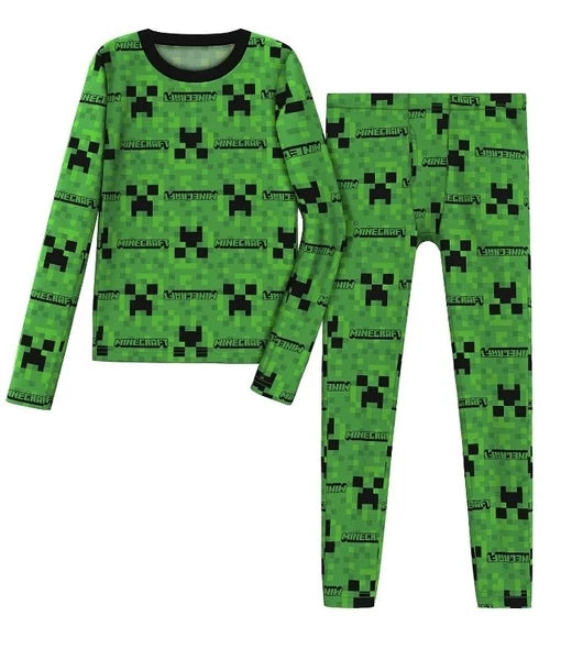 ClimateRight Boy's Minecraft Poly Spandex 2pc Top & Pants Thermal Underwear Set