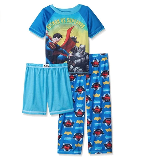 Justice League Batman Vs. Superman Boys Blue 3 Piece Pajama Set