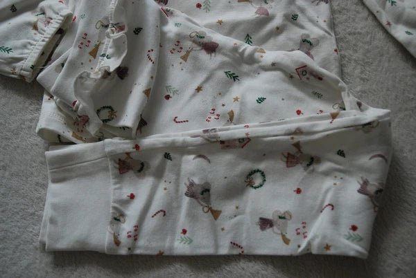 Kids 2PCS Pyjamas Set Cute Christmas Fairy Mouse Playing Trumpet 100% Cotton