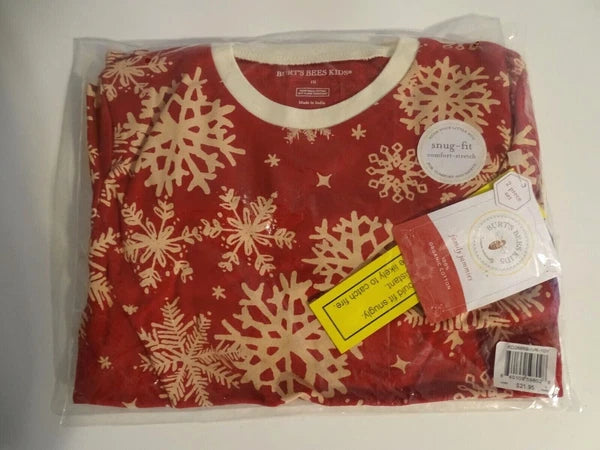Burt's Bees Matching Family Holiday Christmas Pajamas Red Snowflake NEW