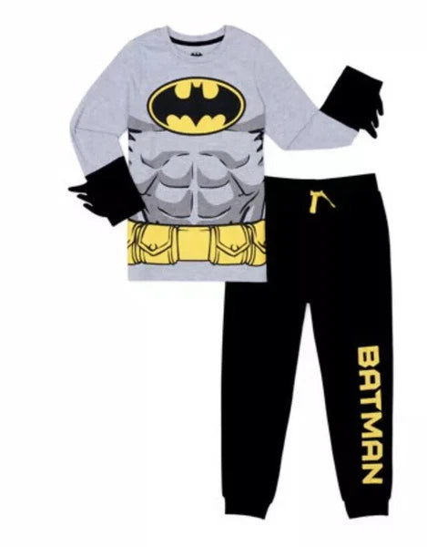 DC Comics Batman Long Sleeve Role Play Attachable Cape Joggers Pajama Set