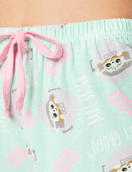Star Wars Mandalorian Womens Pyjamas, Baby Yoda Short Pjs, Sizes UK 8 to 22