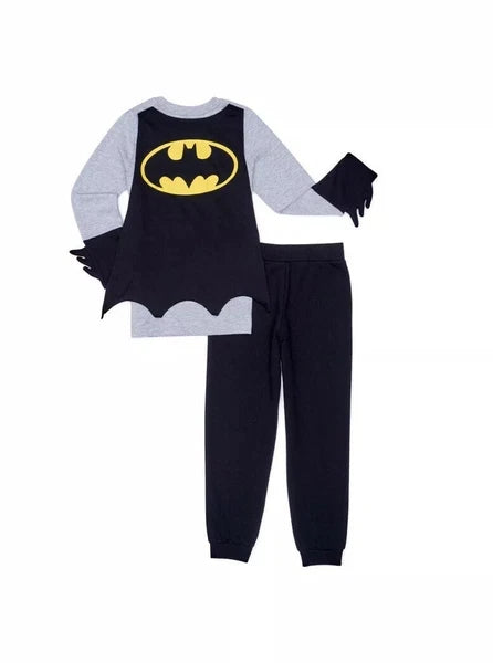 DC Comics Batman Long Sleeve Role Play Attachable Cape Joggers Pajama Set