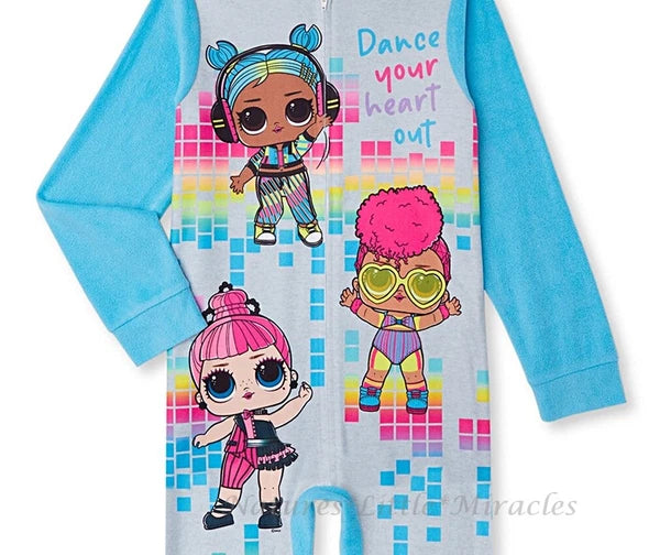 LOL Surprise Doll Pajamas Size 4-12 Girls One Piece Union Suit Hoodie L.O.L. NWT