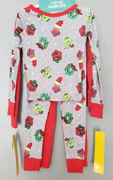 Girls Christmas Pajamas SHOPKINS  Size 4 -Set of 2-Cotton NEW