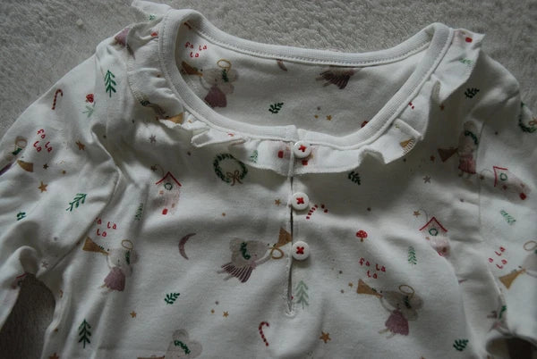 Kids 2PCS Pyjamas Set Cute Christmas Fairy Mouse Playing Trumpet 100% Cotton