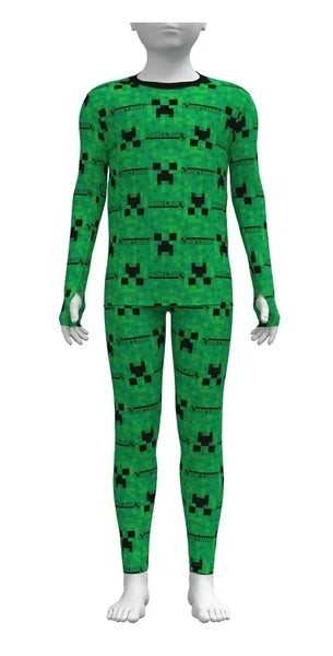 ClimateRight Boy's Minecraft Poly Spandex 2pc Top & Pants Thermal Underwear Set